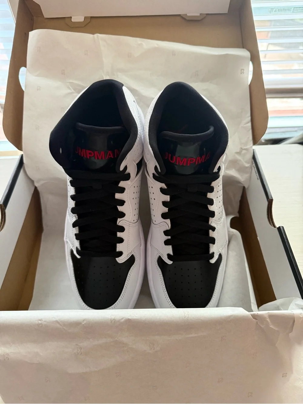 Jordan White Black Sneakers with Red Jumpman